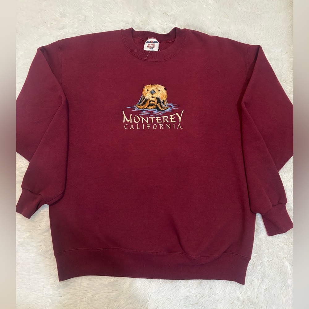 Vintage Jerzees Monterey California Beaver Embroidered Crewneck Sweater 90s